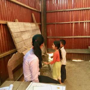 Eager students studying Khmer language