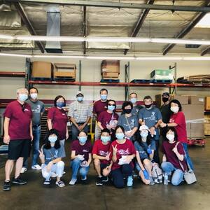 E and C volunteered at food bank with church
