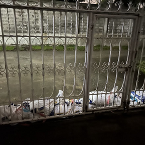 Sandbags at the gate of my house