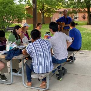 Outdoor evangelistic Bible discussion